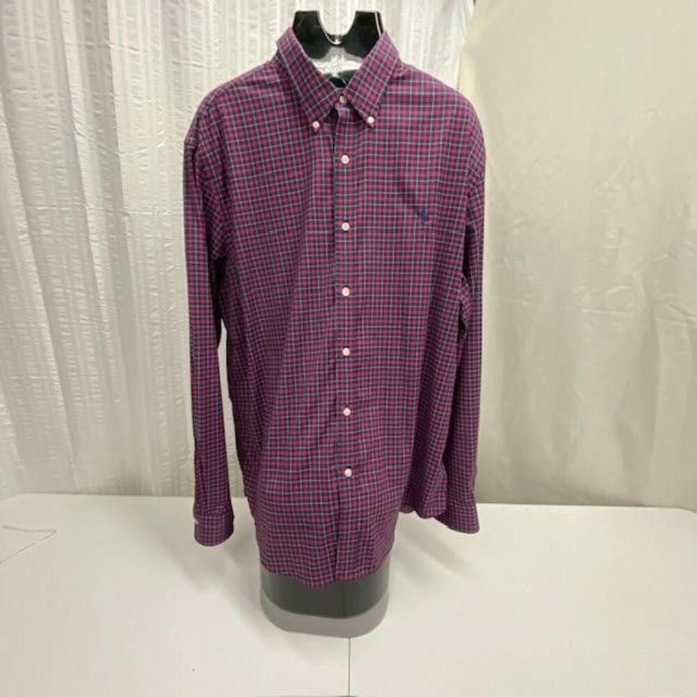 Polo Ralph Lauren Shirt Mens XXL Slim Fit Performance Pink Blue Stretch(428-5)